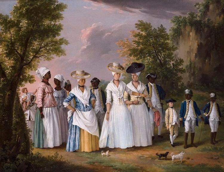Agostino Brunias Free Women of Color with their Children and Servants in a Landscape oil painting picture